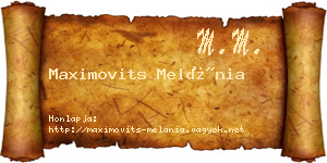 Maximovits Melánia névjegykártya